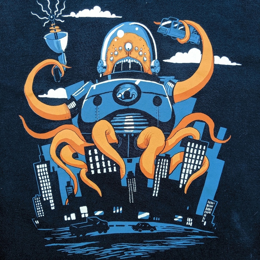 Robot Cthulhu Mash Up T-shirt TeeFury Blue 3XL